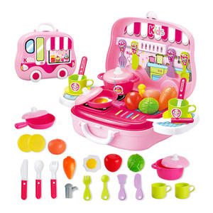 Jeu de cuisine éducatif précoce pour enfants, kit de cuisine simulée en valise portable, jouets de cuisine d'imitation pour enfants - Product Image 1