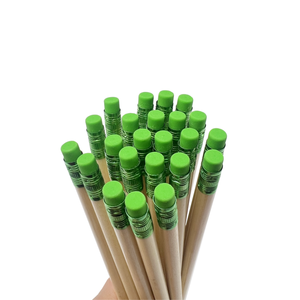 ดินสอไม้กลม FSC พร้อมยางลบสีเขียว ปลายแหลม ขายแยกชิ้น รับทำโลโก้และบรรจุภัณฑ์ตามสั่ง <span class=keywords><strong>โรงงาน</strong></span>ได้รับการรับรองมาตรฐาน EN71 และ ISO ขายส่ง - Product Image 1