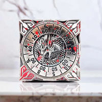 Dés de jeu de luxe en alliage de zinc, D6 D&D, à six faces, rotatifs, à bords vifs, avec motif dragon stéréoscopique, pour roulette carrée aléatoire