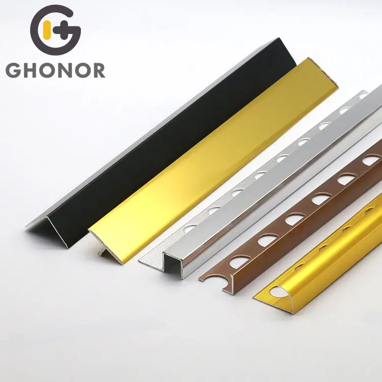 Gold Decor Ceramic Tiles Edge Strip Profiles Aluminum Wall Corner Tile Decorative Metal Trim Strips for Transition
