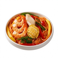 Plat de Luxe Semi-fini Surgelé de Luxe aux Fruits de Mer Mixtes (Spaghetti, Crevettes, Abalone) et Sauce au Fromage pour Supermarché
