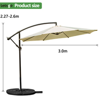 Parapluie Pliable Extérieur 3M pour Piscine, Patio, Jardin, Imperméable, Protection UV, Banana Umbrella