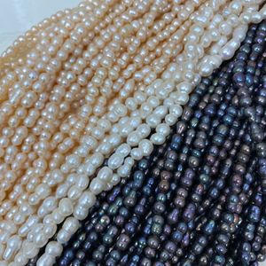 Collar de Perlas de Agua Dulce Naturales Nuevas, Perlas de Forma Barroca de 8 Caras, Perlas Semiterminadas de Color Blanco y Negro, Cuentas Sueltas - Product Image 1