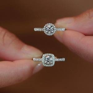 Anillos de Compromiso y Matrimonio de Lujo para Mujer al por Mayor, Plata, Moissanita, Diamante, Circonita, Cristal, Joyería de Promesa, Aleación Principal - Product Image 2