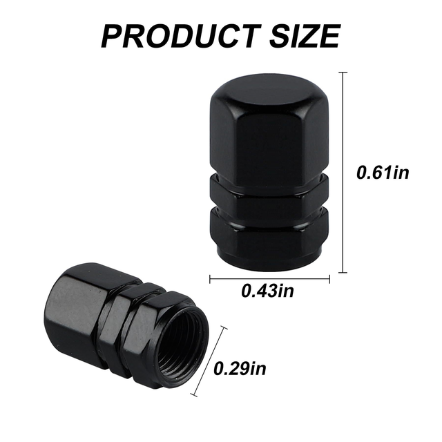 OEM Black Aluminum Hexagon Cap Nuts Universal M8 M10 Threaded Tire Valve Stem Nuts for Auto Car Motorcycle Bicycle