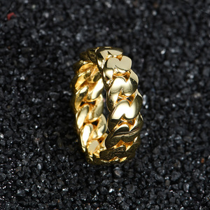 Anillo Cubano de Hip Hop para Hombre y Mujer, Joyería Chapada en Oro de 18K, Anillo de Dedo con Eslabones Cubanos - Product Image 1