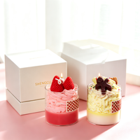 Kreative Fruchtcreme-Kuchen-Form Handgemachte Ungiftige Duftkerze im Glasgefäß Aromatherapie Wohndekor für Feiertage und Geburtstage
