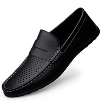 Mocassins Homme Dreamy Stark en Cuir Microfibre Souple et Creux, Blanc et Noir, à Enfiler, Doublure en Maille, Semelle Intérieure EVA, Été Printemps Hiver