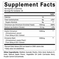 Gummies OEM au Cinnamome et au Chrome, Écorce de Cannelle de Ceylan, Soutien Métabolique et Glycémique Sain, Complément Alimentaire Quotidien à Croquer pour Adultes