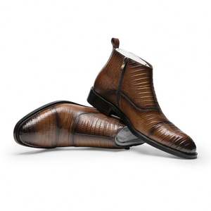 Bottines Chelsea en cuir véritable personnalisées, respirantes, à enfiler, légères, de style italien, pour hommes, pour l'hiver - Product Image 6