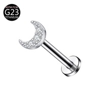 Anting-anting titanium model E24, tertanam zircon 5A tipe sekrup, unisex, untuk tulang rawan telinga, perhiasan tubuh, pesta pernikahan, anting tusuk fashion.