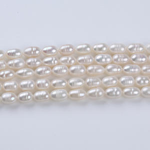 Perles de riz d'eau douce naturelles Zhuji 7-8 mm, poudre de perles blanches faites à la main pour le perçage DIY, forme de mètre, vente en gros - Product Image 3