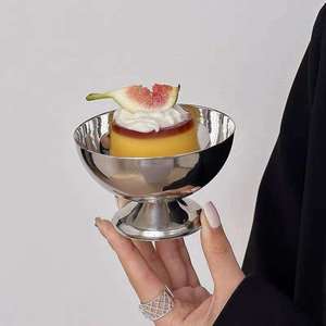 <span class=keywords><strong>Mini</strong></span> bols à dessert sur pied en acier inoxydable vintage, bols à pudding, à lait, à gelée, coupes à glace pour café, hôtel, restaurant - Product Image 5