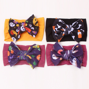 Halloween Costume Accessories: Children's <strong>Pumpkin</strong> <strong>Headbands</strong> with Skull-shaped Ribbons and Bow Ties Hair Bands - Product Image 3