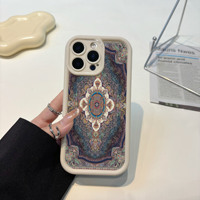 Coque de téléphone pour 11 12 13 14 15 16 17 Motif à carreaux TPU Peint par pulvérisation Antichoc Ethnique Vintage