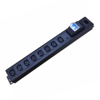 IEC C13 Rack PDU 8 Steckdosen C14 Eingang 1,5U Aluminiumgehäuse 10A 220-250V Mit 2P Schutzschalter und Anzeigelampe Einheit Schrank