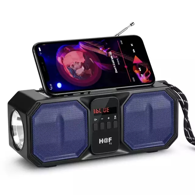 Ready to Ship Solar Panel and Reading Lamp FM Radio USB/TF Mp3 Player Wireless Portable Speaker HF-F2