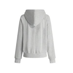 Women <strong>Grey</strong> Quarter Zip Cropped Hoodie Kangaroo Pocket Oversized Casual Streetwear Half Zip Pullover <strong>Sweatshirt</strong> - Product Image 4