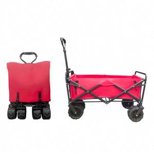 Heavy-Duty Outdoor Picnic <b>Folding</b> <b>Trolley</b> 4 Big Wheels Chrome Plated Wear-Resistant Hand <b>Cart</b> for Beach Utility Use - Product Image 2