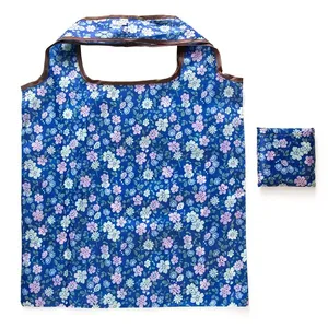 定制环保RPET 190t 210d聚酯尼龙聚酯礼品促销手提袋可折叠可重复使用食品购物袋