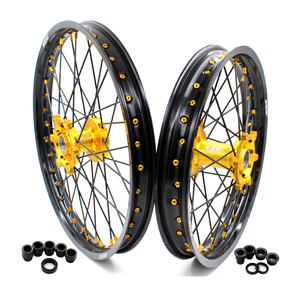 Jeu de jantes en alliage KKE Motocross Dirt Bike pour <span class=keywords><strong>Yamaha</strong></span> YZ125 YZ250 1999-2024 YZ250F YZ450F WR250F WR450F 2024 Moyeu doré - Product Image 1
