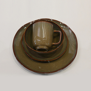 Set di <span class=keywords><strong>piatti</strong></span> e ciotole in gres da <span class=keywords><strong>12</strong></span> <span class=keywords><strong>pezzi</strong></span>, <span class=keywords><strong>piatti</strong></span> per glassa reattiva a due colori-Set per la cena in gres resistente ai graffi - Product Image 4