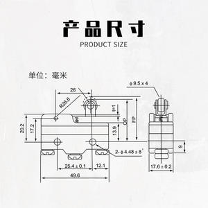 Microinterruptor Eléctrico CNTD/Changde CM-1704M SPDT, Interruptor de Circuito de Plástico con Rodillo y Palanca Corta, Reinicio de Límite de Recorrido - Product Image 6