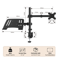 Support de bureau personnalisé Khcoohoo pour ordinateur portable, support double moniteur pour ordinateurs portables de 10 à 17 pouces, moniteur de 13 à 32 pouces, réglable jusqu'à 8 kg
