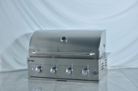 Cuisine extérieure multifonctionnelle autoportante en acier inoxydable 304, barbecue à gaz 4 brûleurs, commande par bouton, protection haute pression