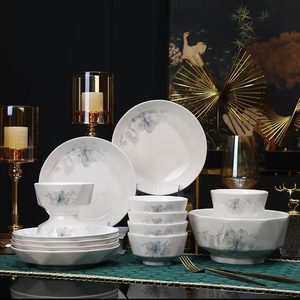 Juego de 19 piezas de porcelana blanca de jade flor sombra luz hogar de lujo nuevo juego de vajilla de porcelana de hueso, gama alta China - Product Image 4