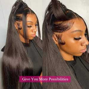 Pelucas de Cabello Humano Virgen Vietnamita Liso 100%, Pelucas de Cabello Humano con Frente de Encaje Transparente HD, Pelucas de Cabello Humano Sin Pegamento Listas para Usar - Product Image 3