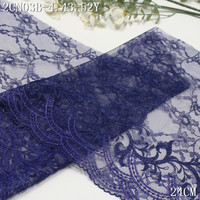 Dentelle brodée en tulle violet de 24 cm, garniture douce et brillante avec fil métallique floral, broderie en maille pour la confection de lingerie haut de gamme et de soutiens-gorge