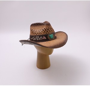 Chapeau de cowboy rétro pour hommes et femmes, style Panama à bord relevé, en paille, protection solaire, style jazz, vintage, pour fête, voyage, plage - Product Image 6