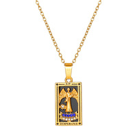 Collier tendance rétro en acier inoxydable style Ins Net Red, avec pendentif rectangulaire en zircon effet goutte et chaîne à maillons, inaltérable, pour femme