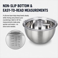 Ensemble de bols à salade modernes en acier inoxydable 304 poli sur mesure, antidérapants, avec couvercles en verre hermétiques et anti-étirement, écologiques