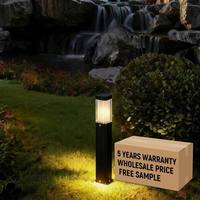 Lanterne LED Carrée Moderne à Fixation au Sol, IP65, Diffuseur Intérieur Givré en Verre, Noir Mat, pour Jardin et Allée Extérieure – Vente Directe Usine