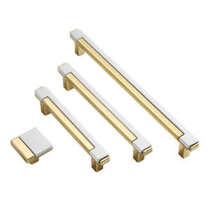 Double Hole Zinc Alloy White-Gold Two-Tone Adjustable <b>Pull</b> Push Modern Furniture Handles for Kitchen Cabinets Wardrobe Dresser - Product Image 1