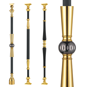 Giá bán buôn bán tốt nhôm nghệ thuật cầu thang lan can vàng đen 950mm nội thất nhà lan can trang trí - Product Image 4