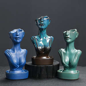 Ceramic European and American Beauty Smoke-Exhaling Sculpture <b>Backflow</b> Design Sandalwood <b>Incense</b> <b>Burner</b> Home Decor - Product Image 2