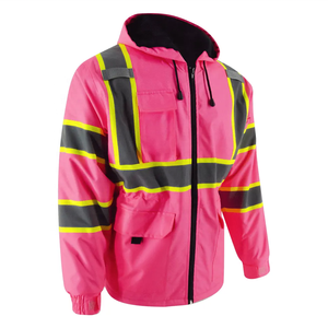 Industrial <strong>Safety</strong> <strong>Jacket</strong> for Construction Workers ANSI Class 2 Hi Vis Reflective Tape 300D Oxford Waterproof Fabric Windproof - Product Image 2