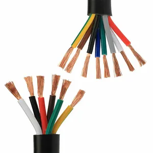 Flexible Soft Electrical Power Cable Rvv Cable RVV Copper 12 Core 0.5mm 0.75mm 1mm 1.5mm 2mm 2.5mm 4mm 6mm BLACK PE Low Stranded