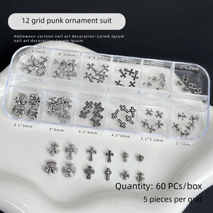 12 grilles de breloques métalliques pour ongles à motif cœur, décorations 3D en forme de cœur pour nail art et manucure - Product Image 6