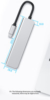 Adaptateur Hub Type C en Aluminium 4 en 1, USB C vers Hub HDTV 4K, Adaptateur USB 3.1, Powerology 4 en 1 Hub USB-C avec USB Aux