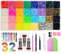 Kit de strass en résine gelée à dos plat, 28 couleurs, coffret DIY pour la décoration des ongles, coques de téléphone, vêtements et breloques artisanales