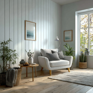 VSME - Panneaux muraux en lambris blancs, lames verticales modernes pour la décoration intérieure, installation facile en DIY - Product Image 1