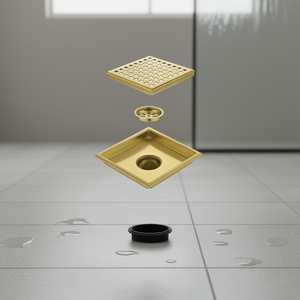 Siphon de douche carré 6 pouces en acier inoxydable avec bride amovible, design contemporain, style moderne - Product Image 2