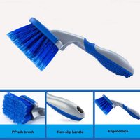 Ensemble de 3 brosses de lavage de voiture Zhenda Premium, brosse de nettoyage des pneus et des jantes de voiture, brosse de nettoyage des roues de voiture avec poignée ergonomique antidérapante
