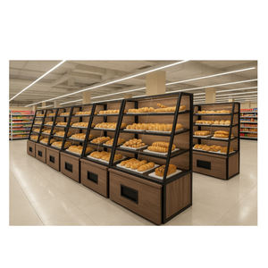 Highbright Double-Sided <b>Heavy</b> <b>Duty</b> Wooden Supermarket <b>Shelves</b> Elegant Bread Display Rack for Bakery Use - Product Image 5