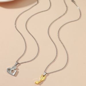 Collier en acier inoxydable pour couple, vente en gros 2021, pendentif en forme de cœur pour homme et femme, cadeau pour la Saint-Valentin - Product Image 4