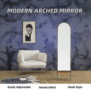 Miroir sur pied à arche moderne minimaliste fait à la main, cadre en métal réglable en hauteur, épaisseur de 5 mm, 40 à 60 pouces - Product Image 2